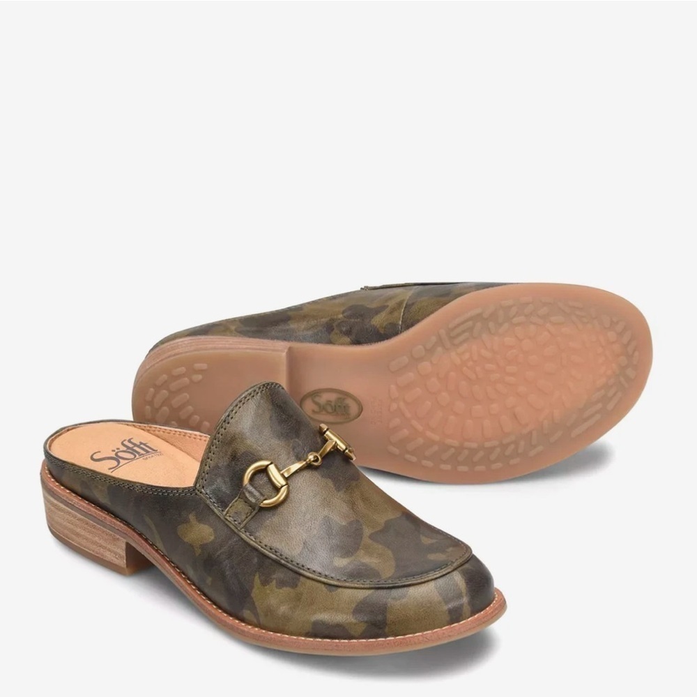 NEW SOFFTT Naoko Leather Camo Mule Sz 9